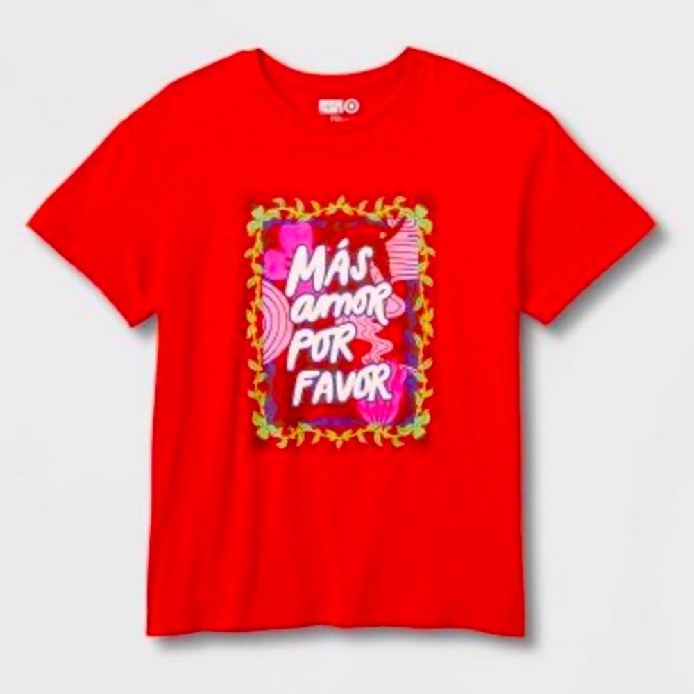 ❤️ NWT Latino Heritage Month Red Adult Mas Amor Short Sleeve Tee XS ❤️